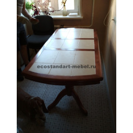 Стол№16 2-х балясный с плиткой,старый орех-2